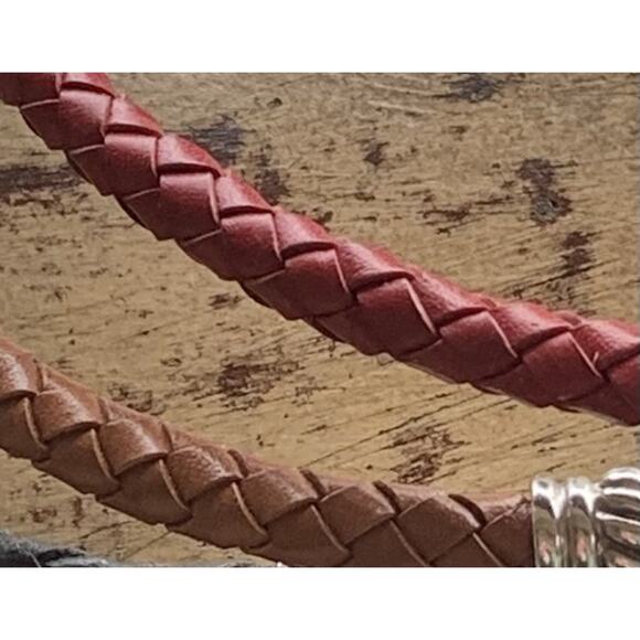 Judith Ripka Brown & Red Leather cords w/ Sterling Silver & CZ Heart Enhancer - Picture 8 of 9